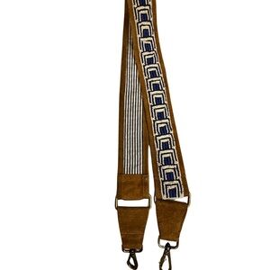 Parker Thatch - Beaded and Suede Crossbody Strap - Block Blues & Cream